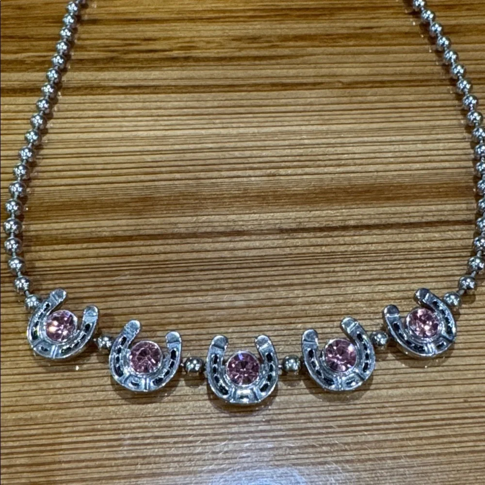 Montana Silversmith horseshoe Necklace with Pink Stones - Women Jewelry - Picture 2 of 4